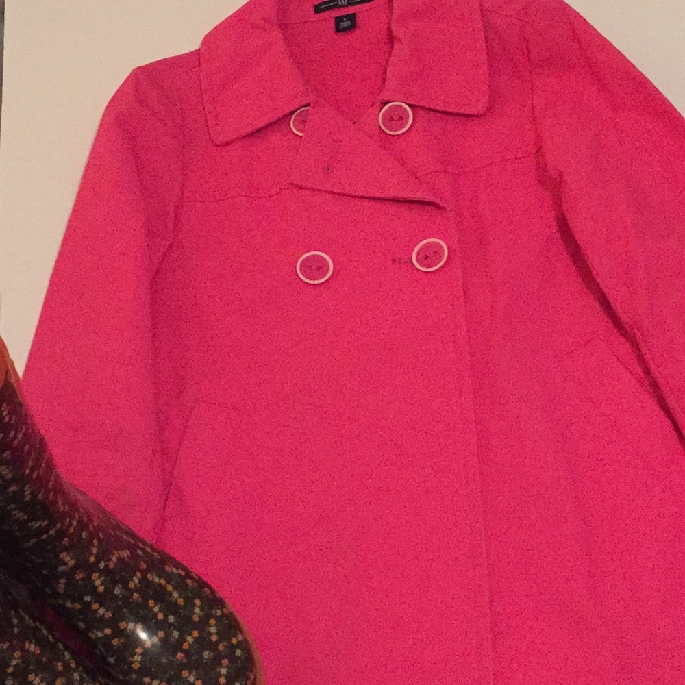 Gap bright pink double breasted peacoat size small